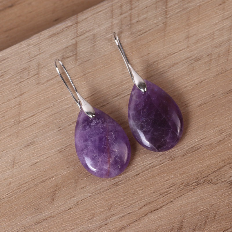 Amethyst Red Stone Blue Apatite Drop Earrings