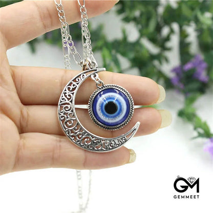 "Moon Love" - Blue Eye Evil Eye Star Necklace