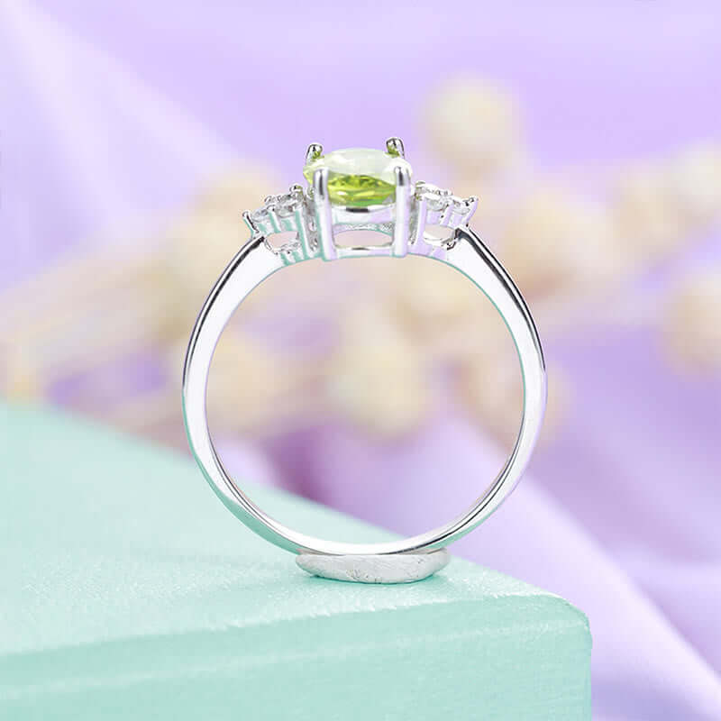 Natural Peridot Four Prong Adjustable Ring