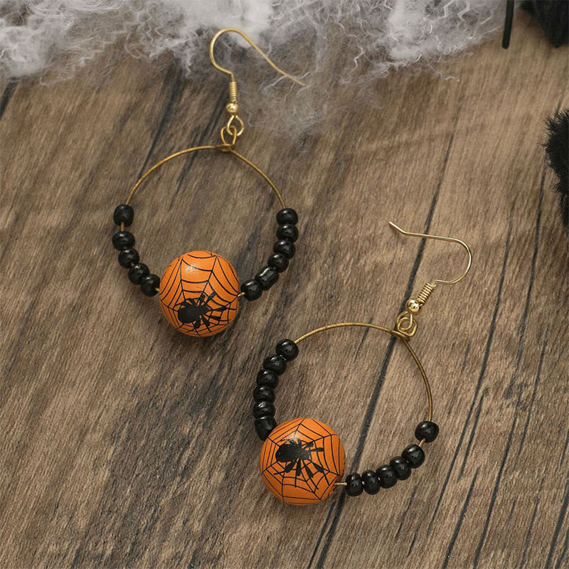 "Funny Goast" - Pumpkin Spider Halloween Earrings