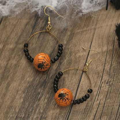 "Funny Goast" - Pumpkin Spider Halloween Earrings