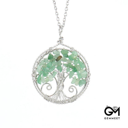 Crystal Tree of Life Double Loop Pendant Necklace