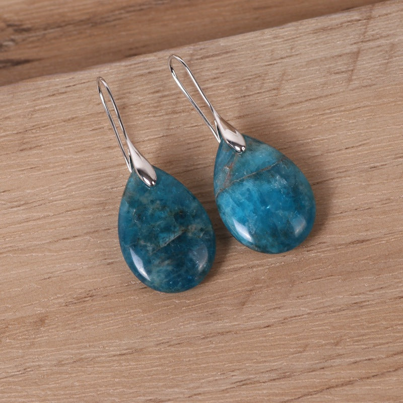 Amethyst Red Stone Blue Apatite Drop Earrings