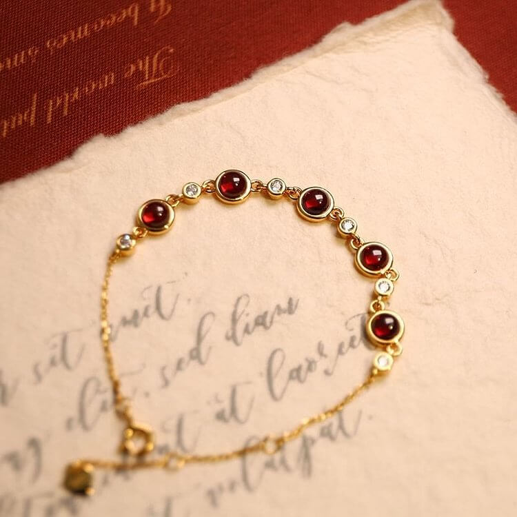 Garnet Good Luck Gold Bracelet