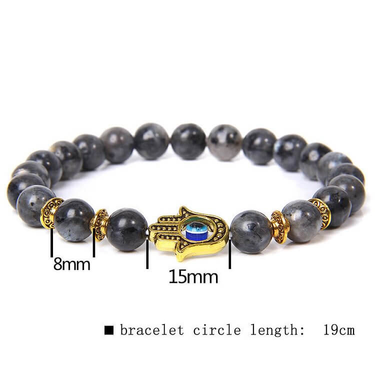 "Ward Off Negativity" Men's Evil Eye Hamsa Natural Bead Bracelet