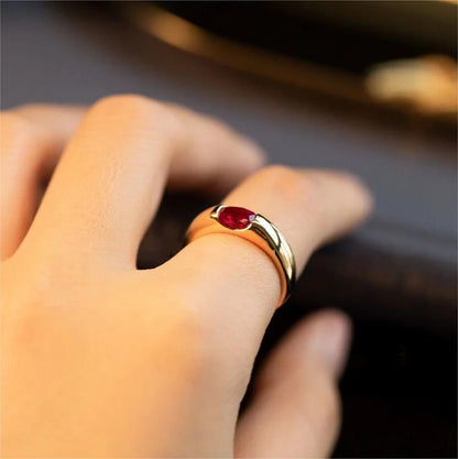 Garnet Gold Plated Minimalist Luxury Ring