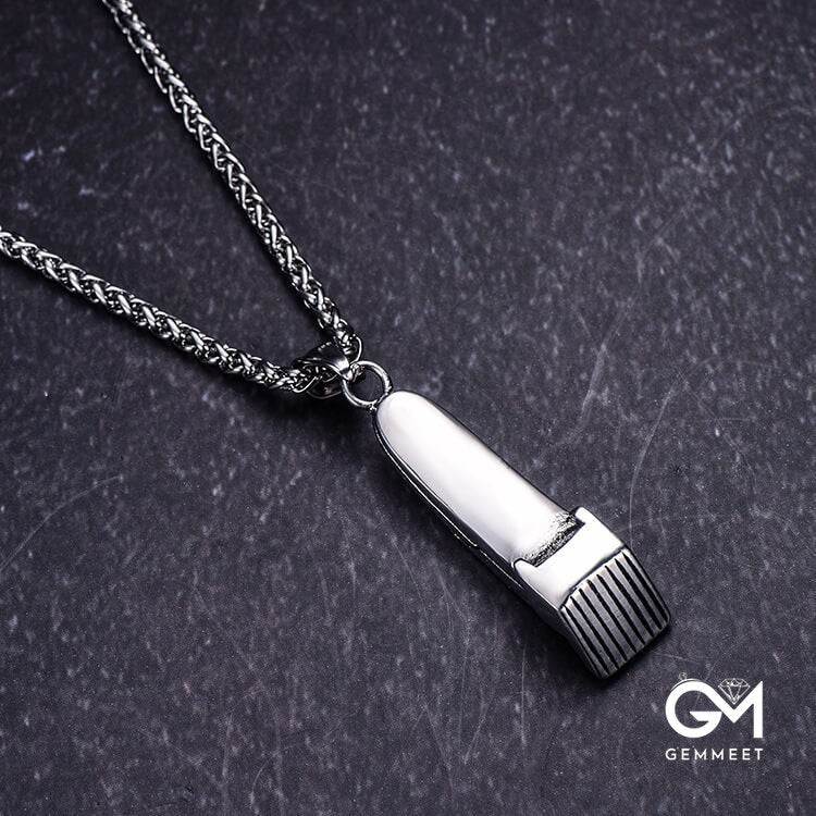 Stainless Steel Barber's Razor Pendant Necklace