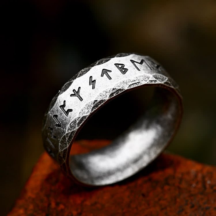 "War God" - Rune Norse Engraved Words Viking Ring