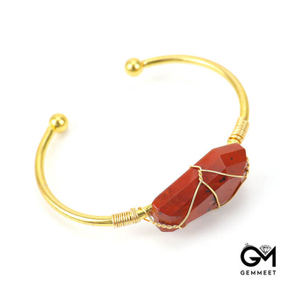 Golden Copper Wire Crystal Hexahedron Bracelet