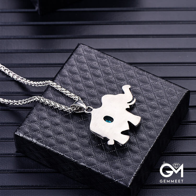 Stainless Steel Animal Elephant Pendant Necklace