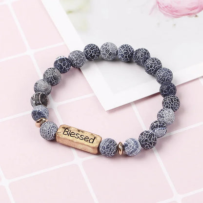 Natural Gemstone Strengthful Engraving Bracelet