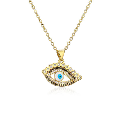 Hollow Evil Eye Full Stones Pendant Necklace