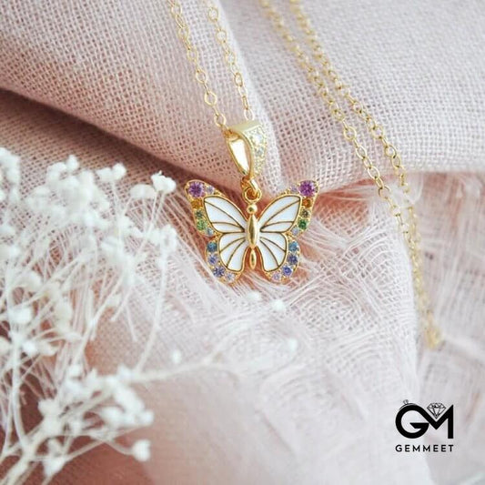 "Fly into my dream"-Vintage Butterfly Colorful Zircon Necklace