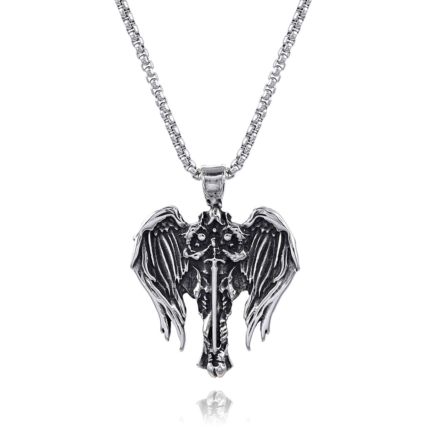 Big Wings Guardian Angel Stainless Steel Pendant