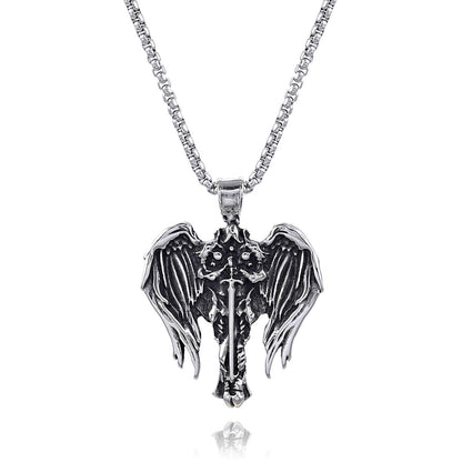 Big Wings Guardian Angel Stainless Steel Pendant