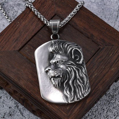 Large lion head stainless steel pendant