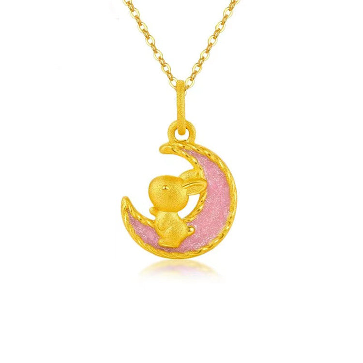 Moon Golden Rabbit Pendant Necklace