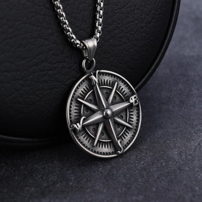 Vintage Compass Stainless Steel Pendant