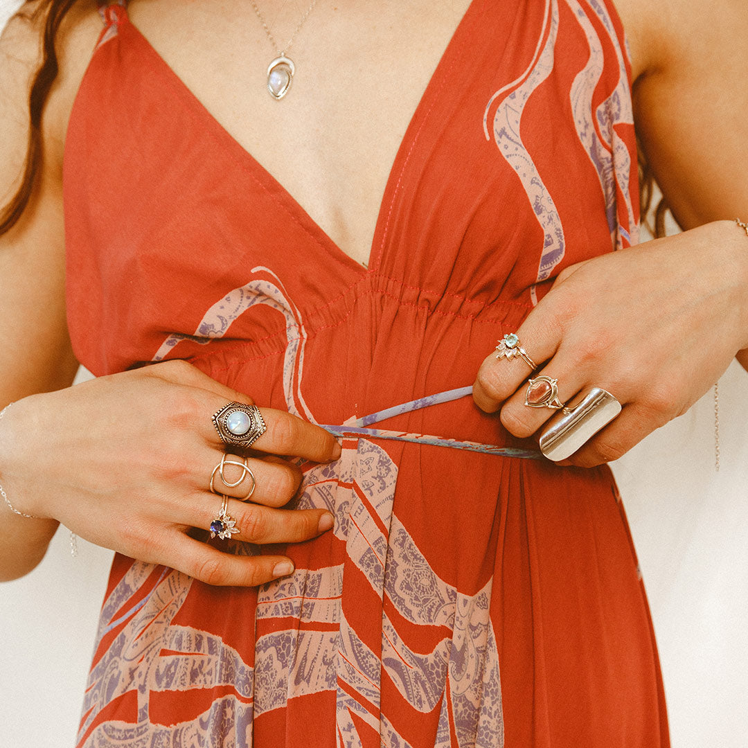 Preorder: Drip Shape Teardrop Rhodochrosite Ring