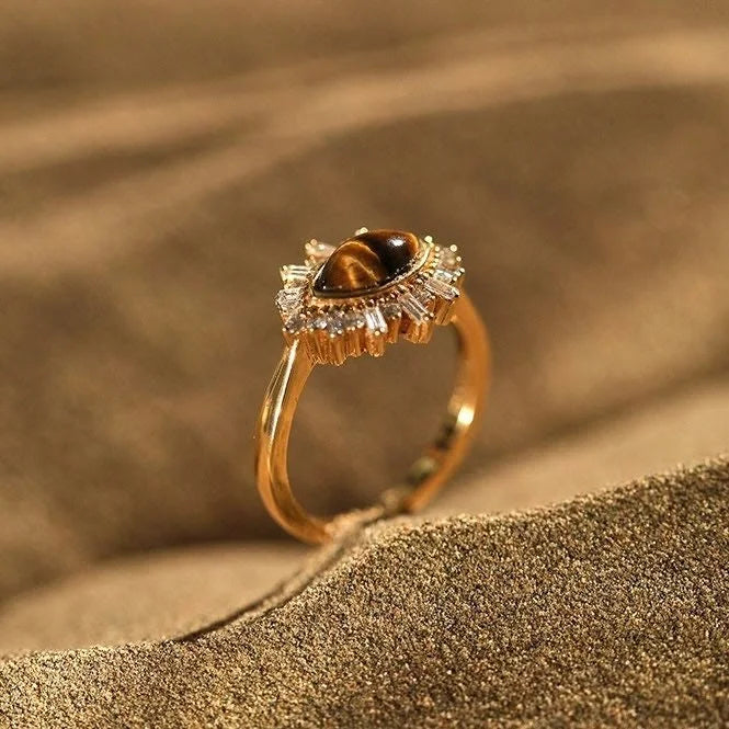 Natural Tiger Eye Vintage Ring