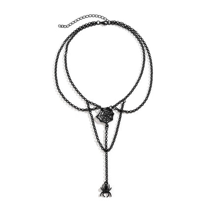 Halloween Spider Stacked Metal Necklace Trendy Personality Punk Style Chain Necklace