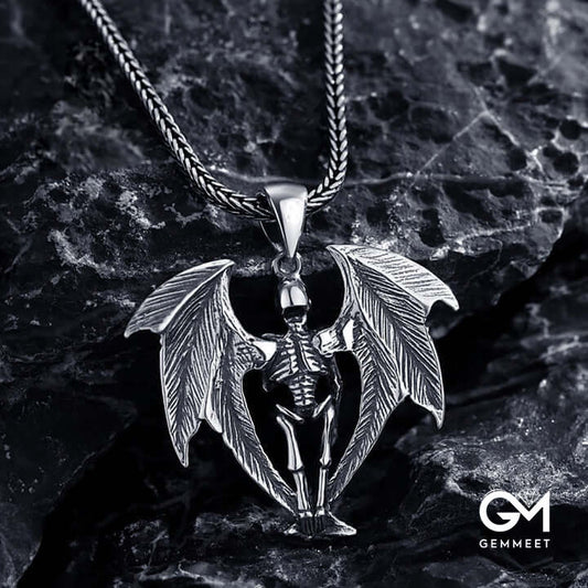 Winged Vampire Skull Necklace