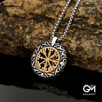 Stainless Steel Vintage Hollow Circular Necklace