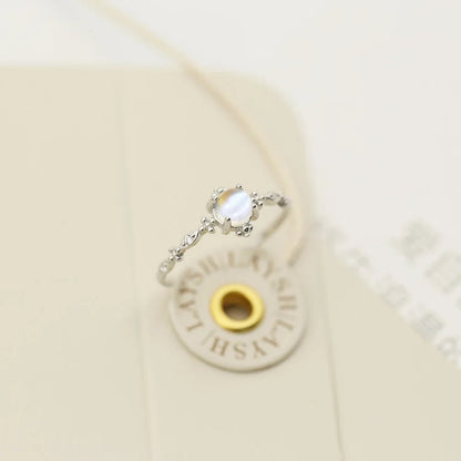 Yellow Gold Dainty Moonstone Minimalist Thin Ring