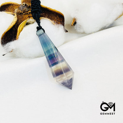 Multicolor Fluorite Cone Polyhedron Pendant