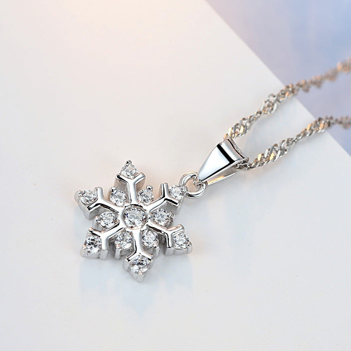 Christmas Gift Snowflake Pendant Necklace