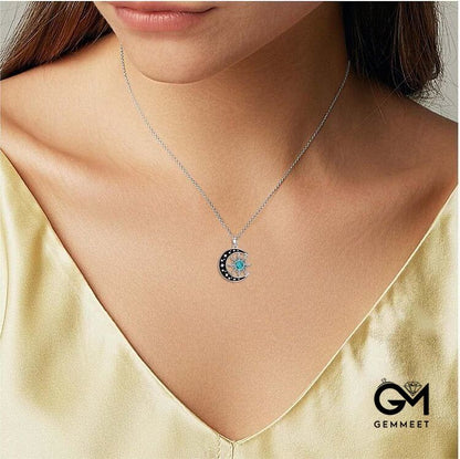 Turquoise Moon Sun Pendant Necklace