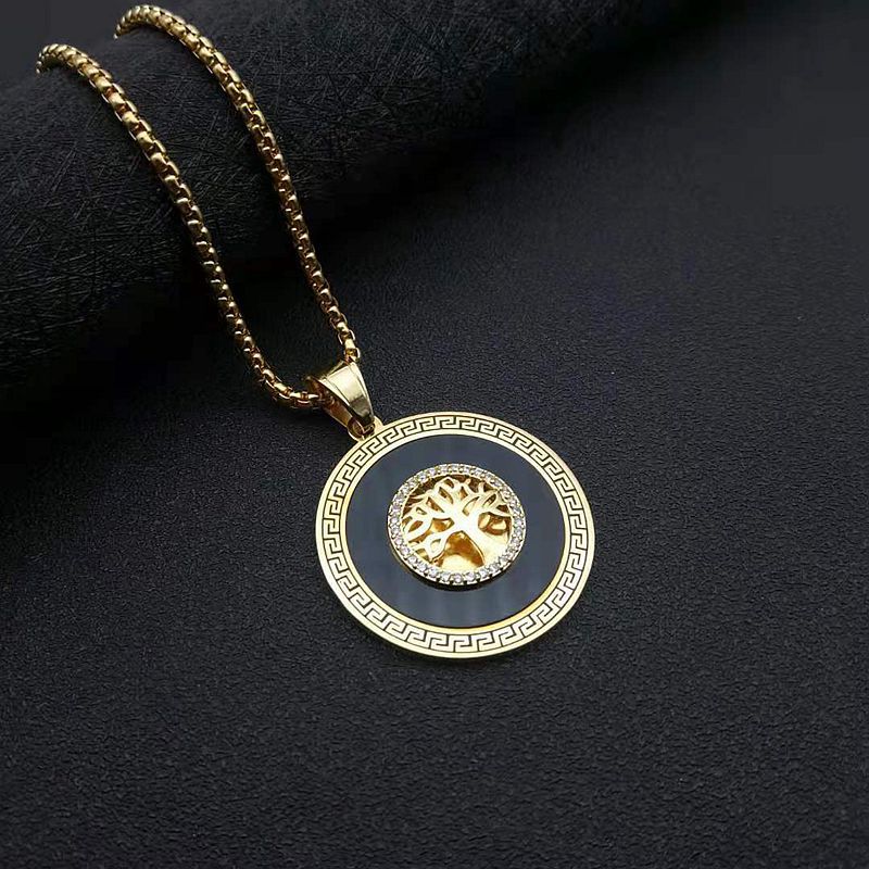 Hip Hop Jewelry Gold Plated Micropaved Zirconia Tree of Life Pendant