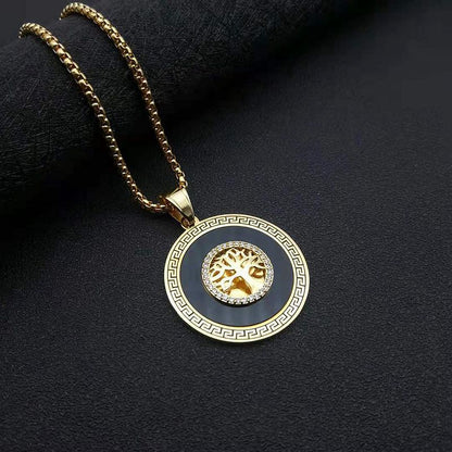 Hip Hop Jewelry Gold Plated Micropaved Zirconia Tree of Life Pendant