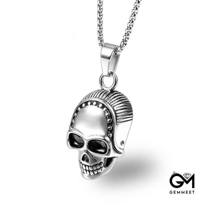 Vintage Skull Drop Oil Pendant Necklace