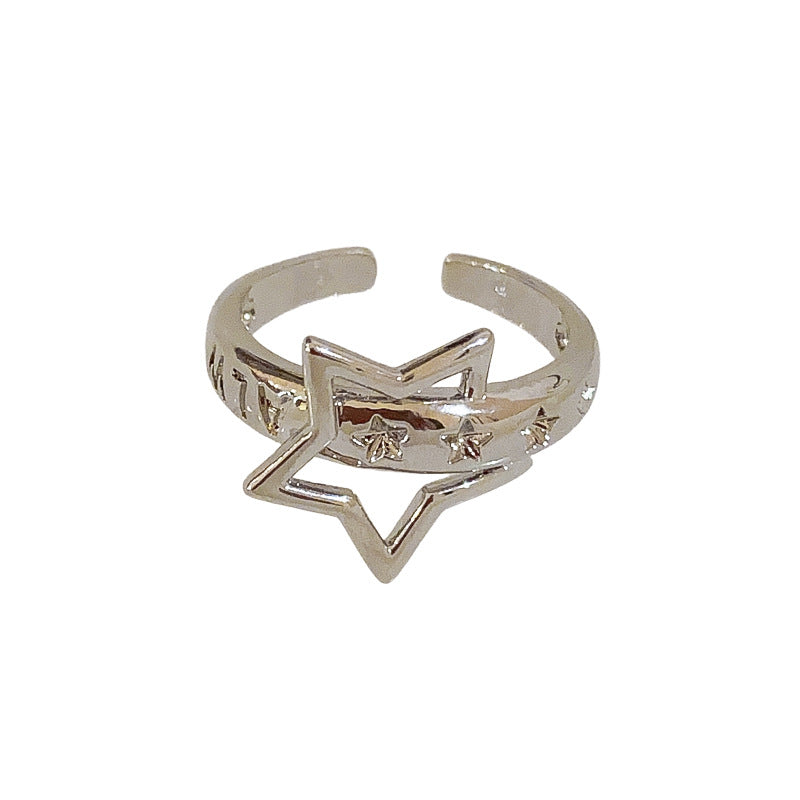 Zircon Pentagram Moon Open Ring