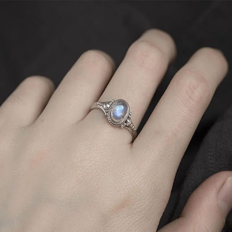 Retro Moonstone Ring