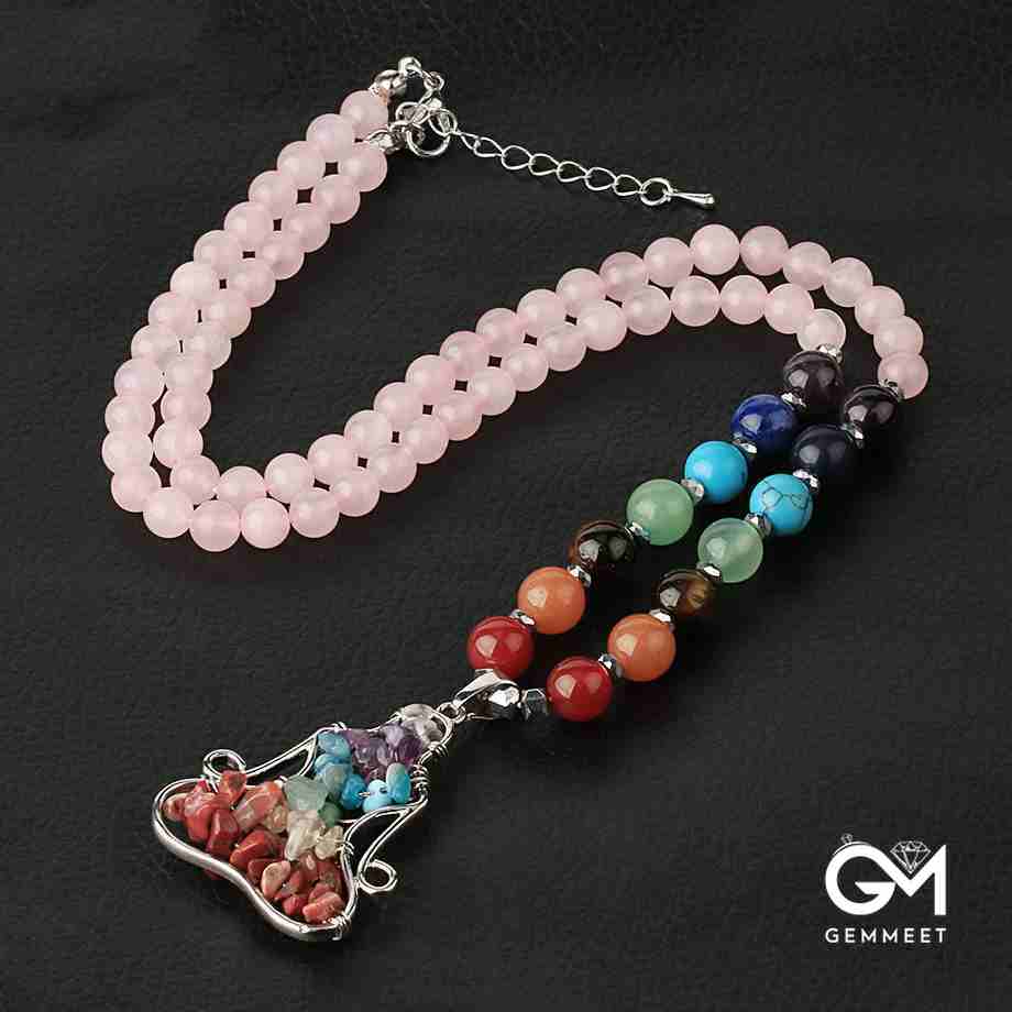 Crystal Colorful Bead Energy Pendant Necklace