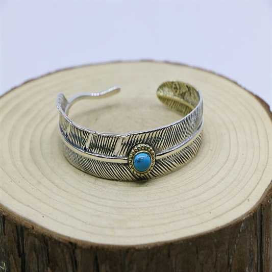 Feather Blue Turquoise Gold Tail Bracelet