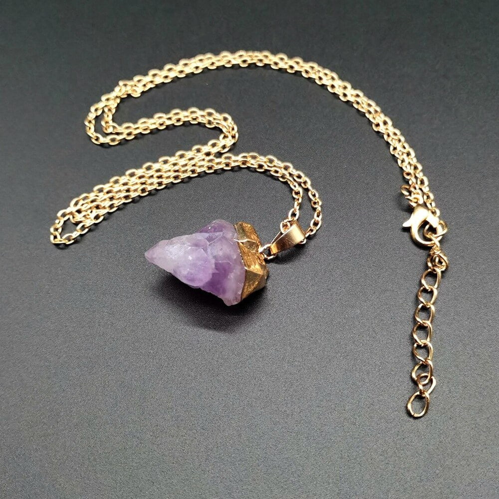 Amethyst Flower Gold-plated Crystal Necklace