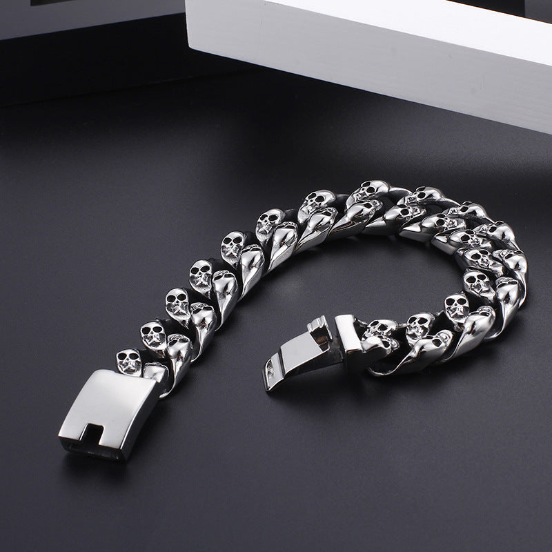 Men's Skull Punk Cuban Link Bracelet