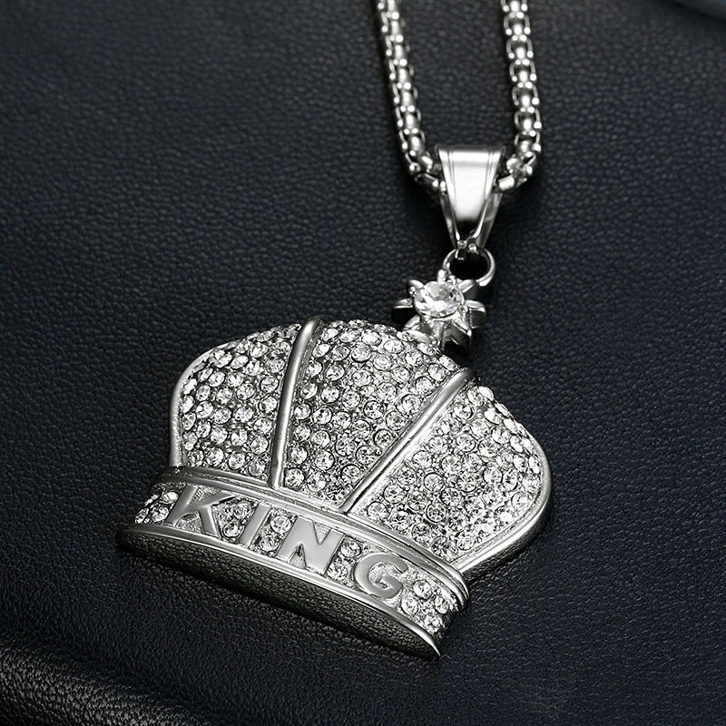 Hip Hop Jewelry Gold Plated Zirconia King Crown Pendant