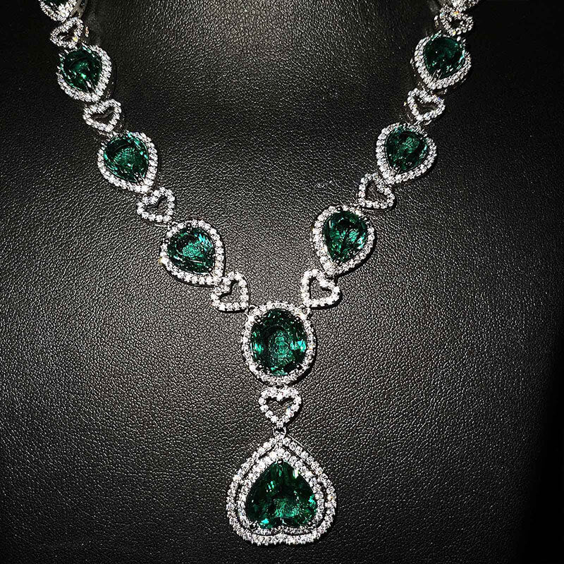 Micropaved Heart of the Ocean Necklace Emerald Emerald Tanzanite Ruby Bracelet