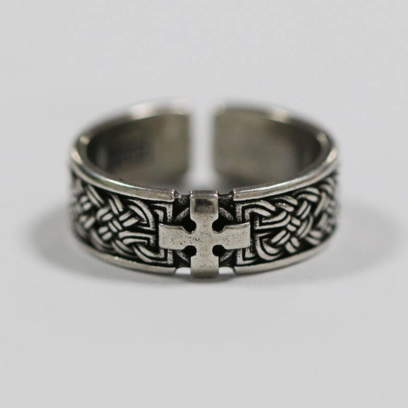 Retro Men's Quad Celtic Knot Cross Ring