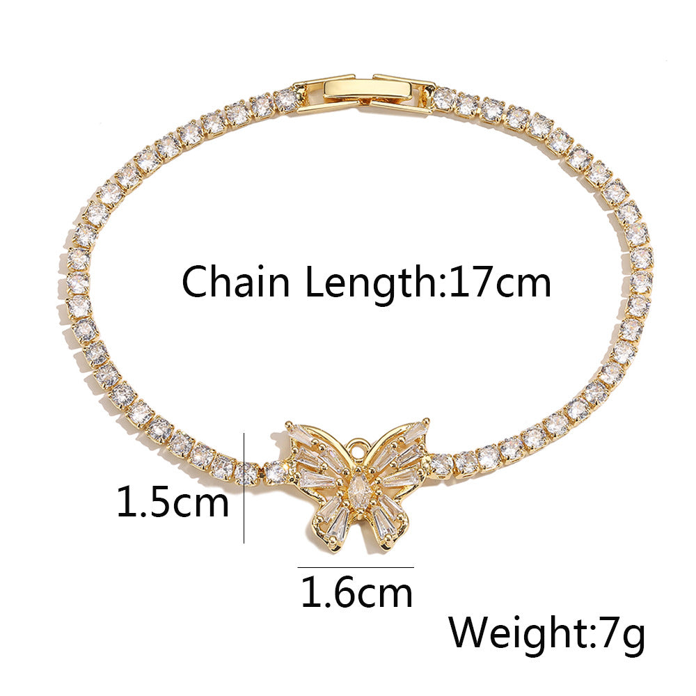 Full Stone Butterfly Pendant Tennis Bracelet