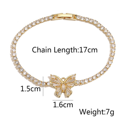 Full Stone Butterfly Pendant Tennis Bracelet