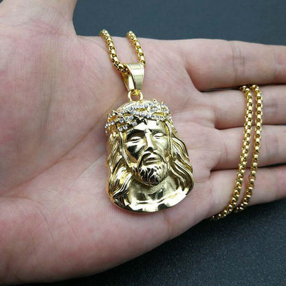 New Hip-hop HIPHOP Jewelry Titanium Steel Vacuum Gold-plated Inlaid Synthetic Cubic Zirconia Pendant