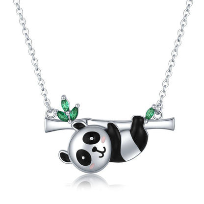 "Lucky And Love" Cute Panda & Leaf Necklace