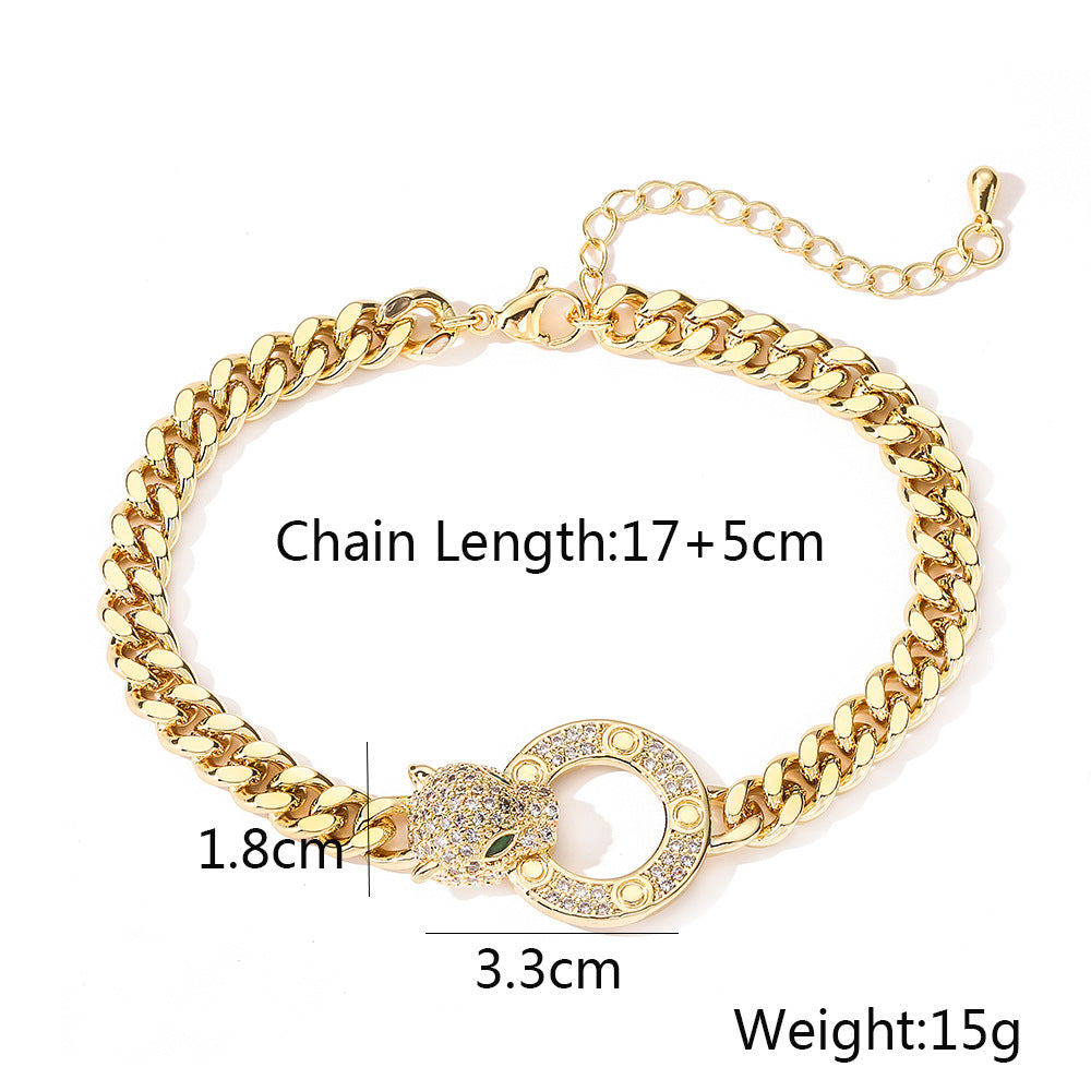 Golden Leopard Cuban Chain Bracelet