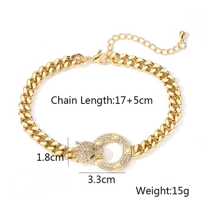 Golden Leopard Cuban Chain Bracelet