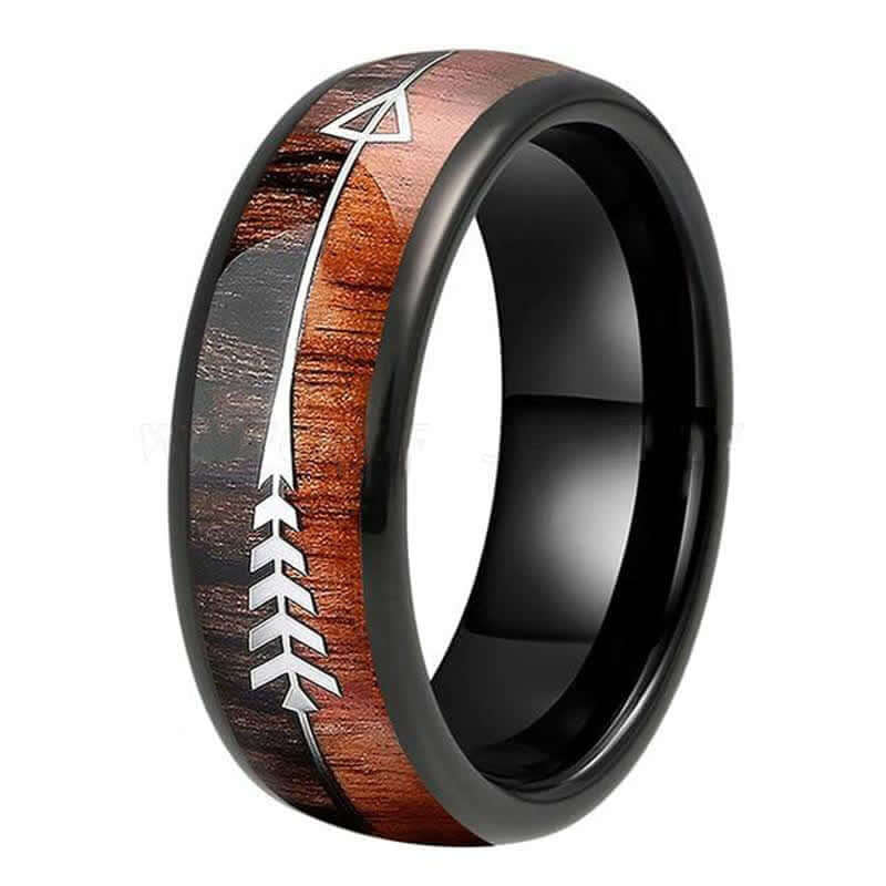 Men's Meteorite Fish Bone Arrow Ring